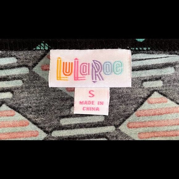 LuLaRoe NWT Black Mint Green Orange Geometric Print Dress Small - Picture 10 of 11